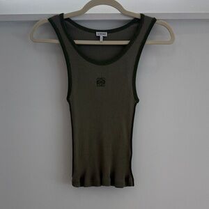 Loewe Olive Green Ribbed Logo Tank